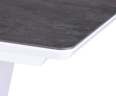 Стол обеденный  Белый глянец/керамогранит серый лофт. Фото №3