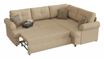 Диван угловой Мирта (Милфорд) угловой дельфин (рогожка, Бежевый) 245/93/180 правый. Фото №2