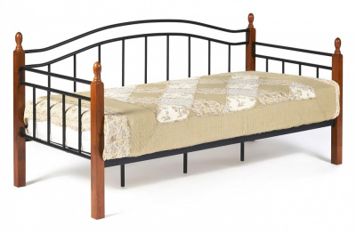 Кровать LANDLER Wood slat base дерево гевея/металл, 90*200 см (Day bed), красный дуб/черный. Фото №2