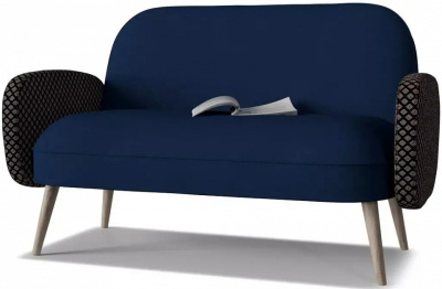 Диван прямой Бержер нераскладной 10 Синий велюр. Фото №2