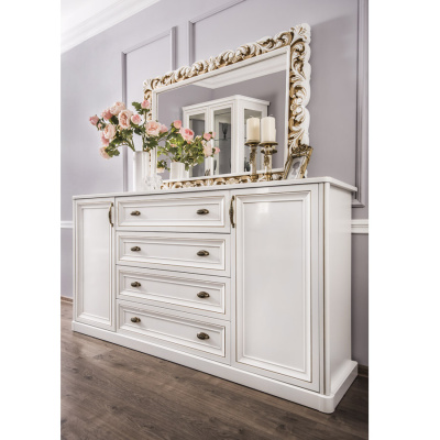 Комод широкий в гостиную Натали  белый глянец. Фото №3