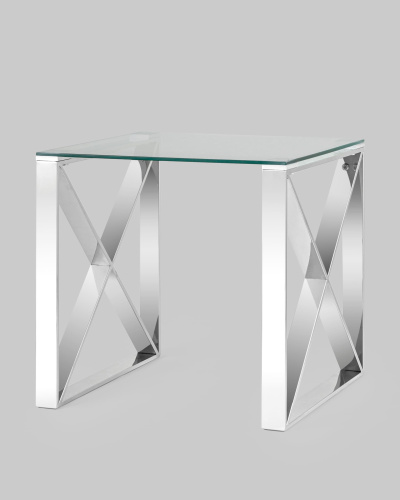 Журнальный стол 55*55 КРОСС серебро. Фото №3