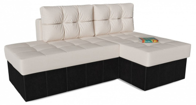 Диван прямой Оливер Люкс (Лира) еврокнижка трансформер Black Ivory Бежевый велюр+экокожа. Фото №2