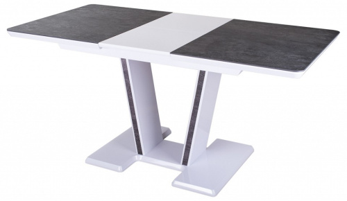 Стол обеденный  цвет каркаса белый глянец, цвет столешницы керамогранит серый лофт. Фото №2