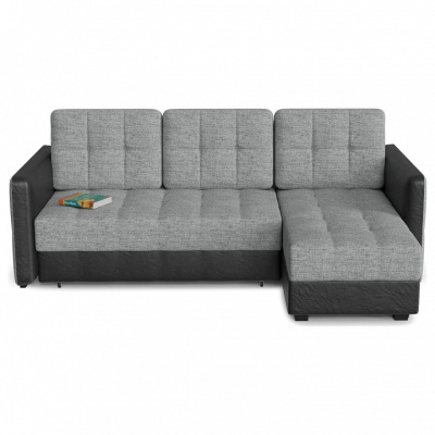 Диван угловой Лофт Дарк Грей еврокнижка (рогожка+экокожа, Серый) 225/90/160 правый. Фото №2