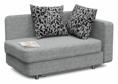 Кушетка Леон Серая рогожка/Флауэрс (рогожка, Серый) 136/72/75 Подлокотник справа.. Фото №2