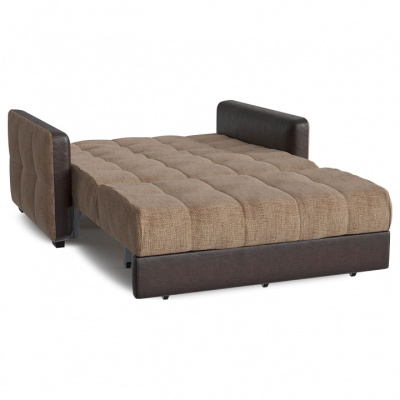 Диван прямой Карина 2 Браун аккордеон (рогожка+экокожа, Коричневый) 140/95/110. Фото №2