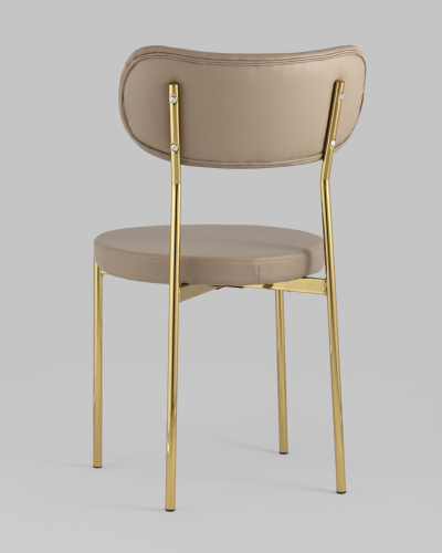 Стул Барбара экокожа бежевая золотые ножки. Фото №7