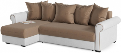 Диван угловой Слим (Сохо) Fox еврокнижка Коричневый велюр+экокожа левый. Фото №2