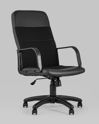 Кресло офисное Чарли экокожа ткань черный фото Кресло офисное Чарли экокожа ткань черный. Фото №3