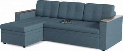 Диван угловой Атланта (Атлантик) Дрим без стола дельфин Голубой рогожка, угол левый. Фото №2