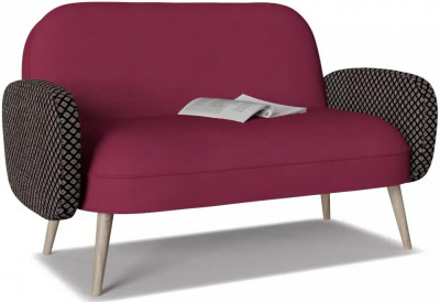 Диван прямой Бержер нераскладной 11 Розовый велюр. Фото №2