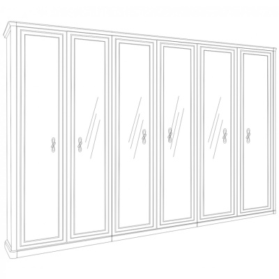 Шкаф 6-ств (2+2+2) с зеркалами Мишель белый матовый. Фото №2