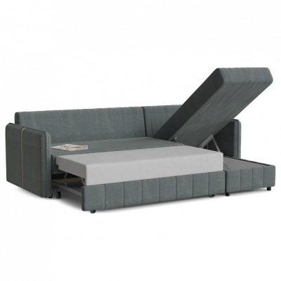 Диван угловой Слим Дельфин (велюр, Серый) 220/90/160 правый. Фото №2