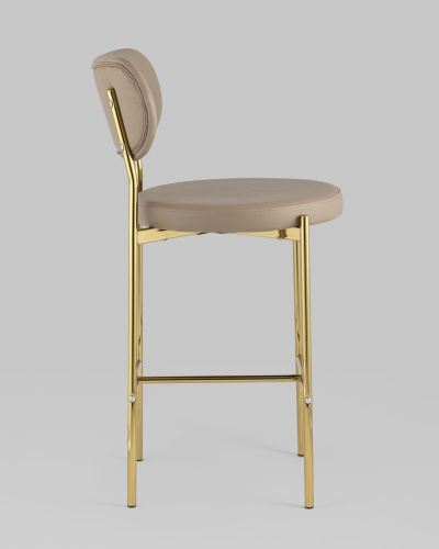 Стул полубарный Барбара экокожа бежевая золотые ножки. Фото №4
