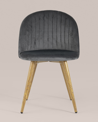 Стул Лион Страйпс велюр серый. Фото