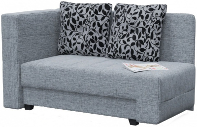 Диван прямой Корфу NEXT Серая рогожка/Флауэрс Еврокнижка Серый рогожка, угол левый. Фото №2