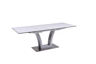 Стол обеденный FUSION (160) MATT WHITE/ LIGHT GRAY (белый сатин/серый). Фото №5