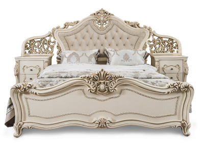 Кровать Джоконда (1600х2000) с мягким изголовьем крем глянец. Фото №4