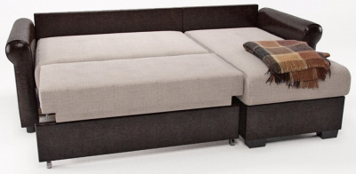 Диван угловой Рейн Флау Беж дельфин (рогожка+экокожа, Бежевый) 240/86/153 правый. Фото №2