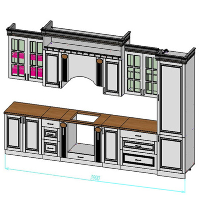 Кухня Верона композиция 2 3,9 м крем глянец. Фото №2
