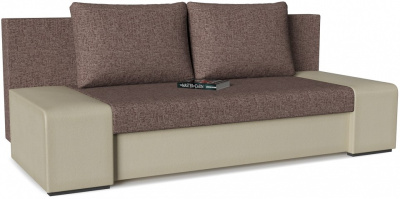 Диван прямой Монако (Сан Ремо) Beige Skat 5 Коричневый рогожка+экокожа. Фото №2