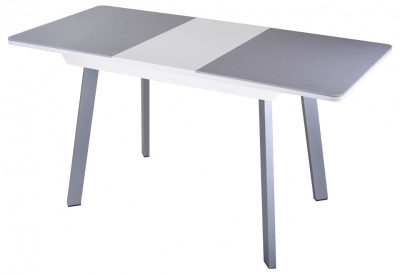 Стол обеденный  цвет каркаса белый, цвет столешницы искусственный камень серого цвета. Фото №2