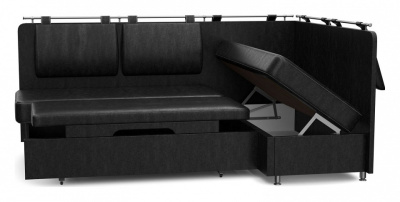 Диван кухонный угловой Сюрприз (Лагуна) с ящиком для хранения блэк (экокожа, Черный) 180/85/120 правый. Фото №2