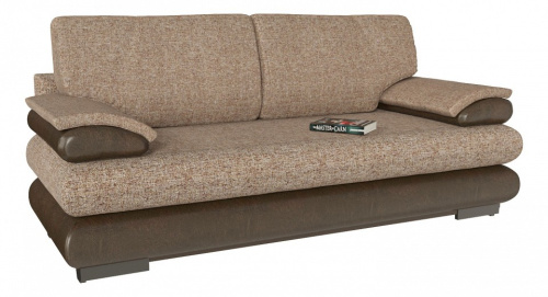 Диван прямой Фиджи Люкс Бейдж еврокнижка (рогожка+экокожа, Коричневый) 202/75/98. Фото №1