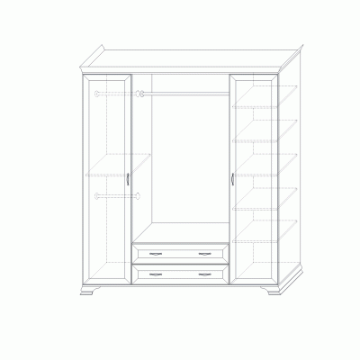 Шкаф 4-х дверный (корпус, боковые двери в комплекте) Сиена. Фото №4
