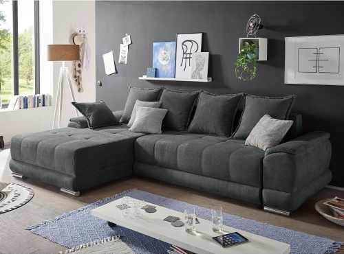 Диван угловой Nordkisa Gray Серый велюр, угол левый. Фото №2