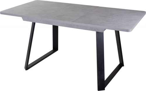 Стол обеденный , серый бетон/ножки черный матовый (скоба). Фото №2
