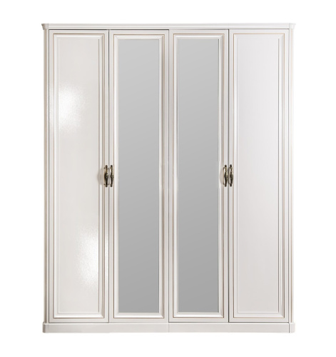 Шкаф 4-х ств (2+2) с зеркалами Натали белый глянец. Фото №2