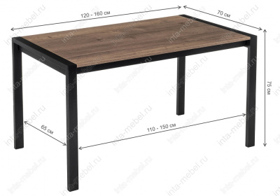 Стол деревянный Центавр дуб велингтон / черный матовый. Фото №2