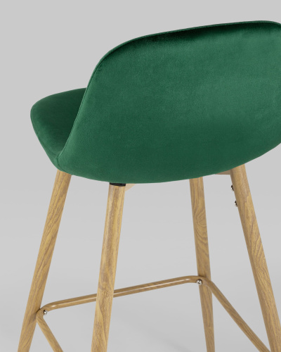 Стул барный Валенсия велюр зеленый ножки цвет дерево. Фото №8