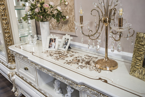 Гостиная "АЛСУ" 1+тв+2, белый глянец. Фото №7