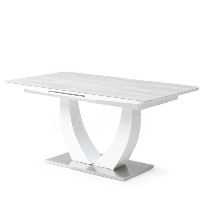 Стол обеденный ROCK (1600-2000х900х760) (белый/серое стекло). Фото №2