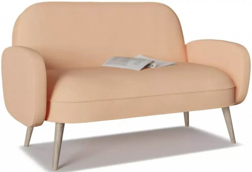 Диван прямой Бержер нераскладной 13 Бежевый велюр. Фото №2