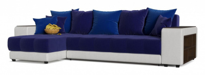 Диван угловой Дубай Simpl Еврокнижка Синий/Белый Синий велюр+экокожа левый. Фото №2