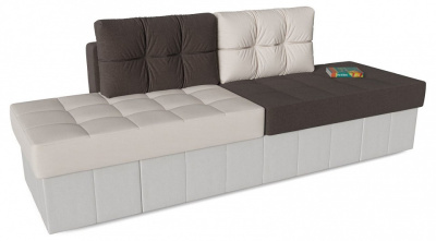 Диван прямой Оливер Люкс (Лира) еврокнижка трансформер White Ivory Сhoco Бежевый велюр+экокожа. Фото №2