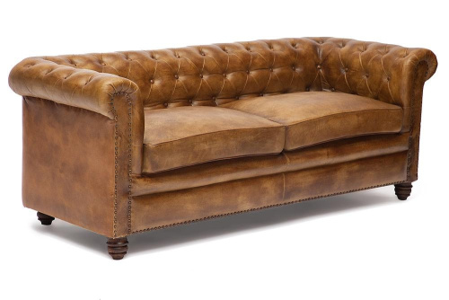 Диван 3-х местный Secret De Maison Честер (Chester) 1175Т 3-х местный из натуральной кожи (Античный светлый). Фото №1