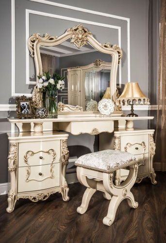 Спальня "Джоконда" 6-х ств. шкаф, кровать (1800х2000), крем глянец. Фото №6