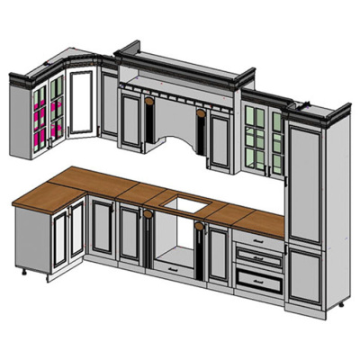 Кухня угловая Верона композиция 3 крем глянец. Фото №2